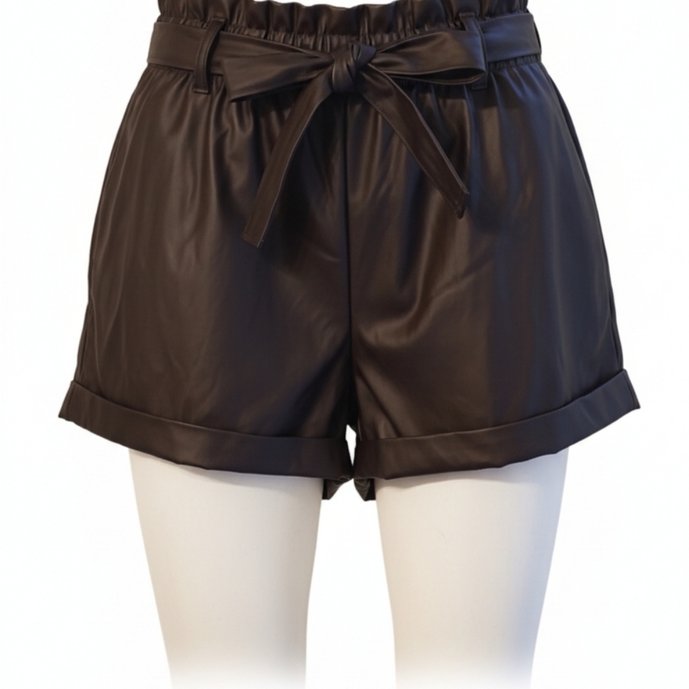 RILEY & JAMES Brown Pleather Women's Shorts